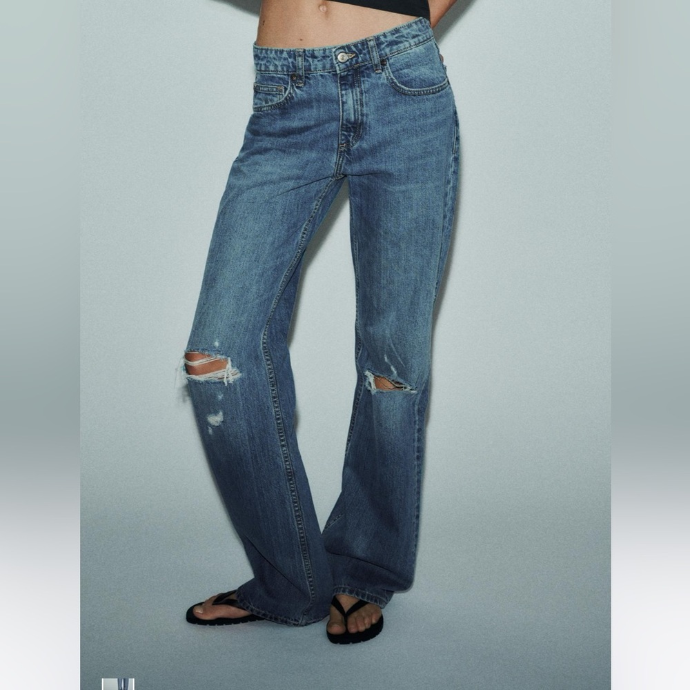 Zara Light Wash Wide Leg Jeans 4